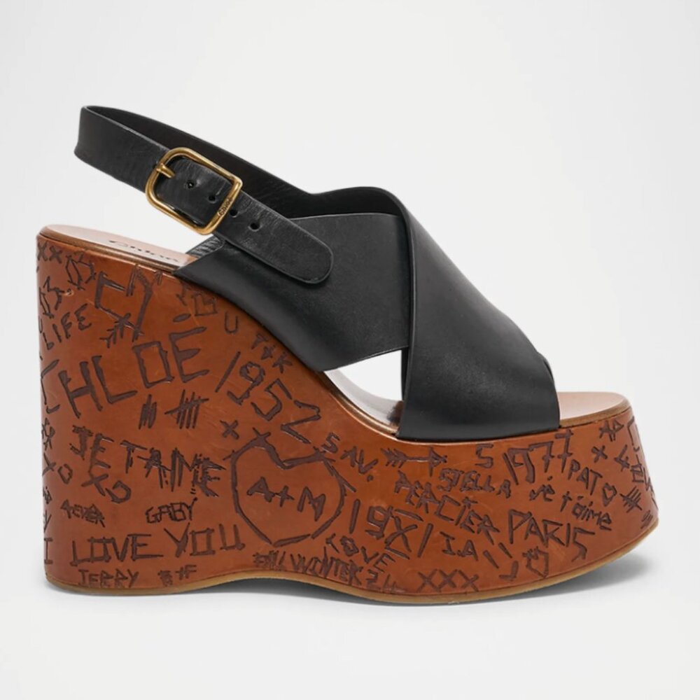 NWT Chloe Maxime Leather Crisscross Platform Sandals Size 7